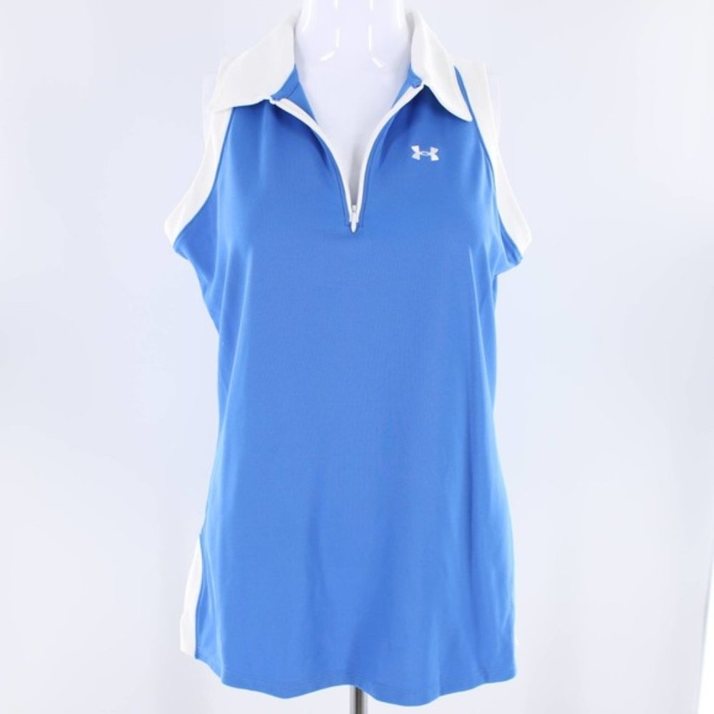 Under Armour Blue Collared Exercise Top Tennis L